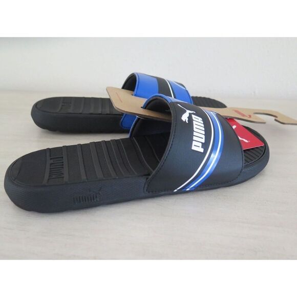 Puma 383437 03 Men's Sz 9 Puma Black/Royal Blue Cool Cat Tech Slides - Picture 3 of 11